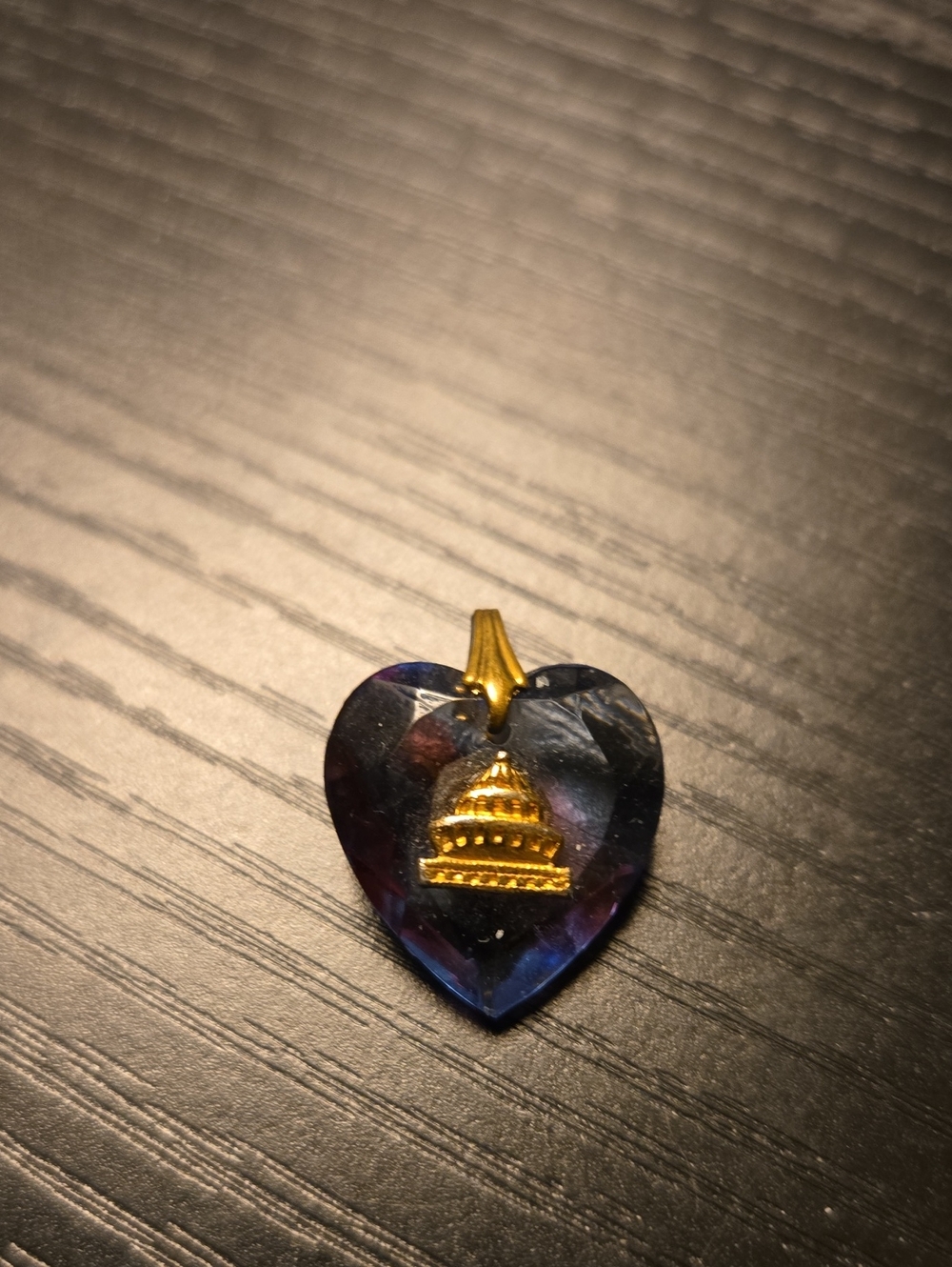 Heart-Shaped Blue/Purple Pendant with Gold Accent
